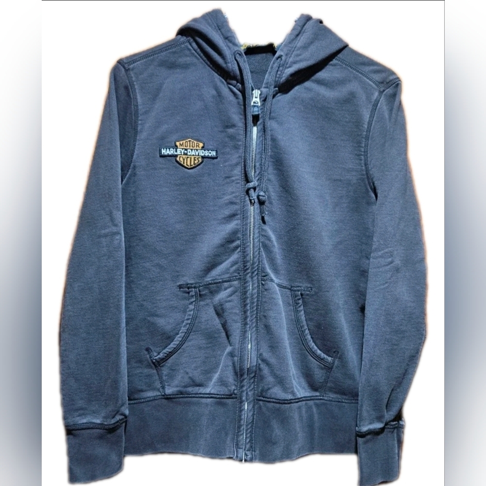 🔥 Harley-Davidson Classic Zip Hoodie - Black - NO HOLES/STAINS - Sz L